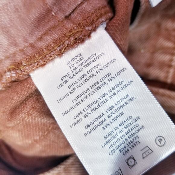 Re/Done 70s Ultra High Rise Stove Pipe Brown Jeans Frayed Hem Button Fly - Picture 13 of 16